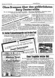 Berichte über das Katschbergunglück 1950